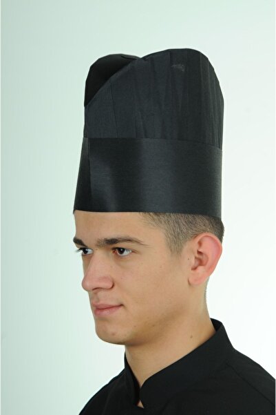 Bekiz Tela بيكيز كوك بيكيز قبعة طهي بيكيز للاستعمال مرة واحدة - قبعة 20 سم أسود 20 قطعة