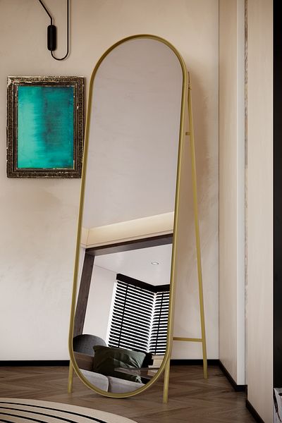 Marsah Home Oglinda De Podea Cu Suport Helis 180x50 Cm Auriu