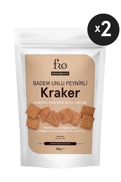 FRO 2 Pack Almond Flour Cheese Cracker Gluten-Free Hearty Healthy Additive-Free Snack