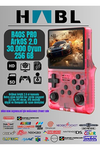 habl Retro Arcade R40s Pro Arkos 2.0 30.000 Oyunlu El Konsolu 256 Gb