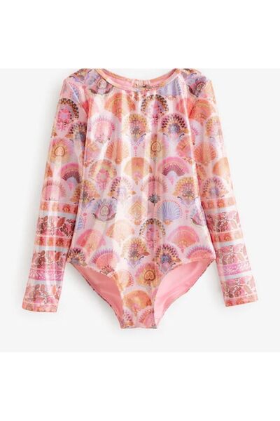 Next Baby Mercan Pembesi Folyo Baskılı Uzun Kollu Mayo