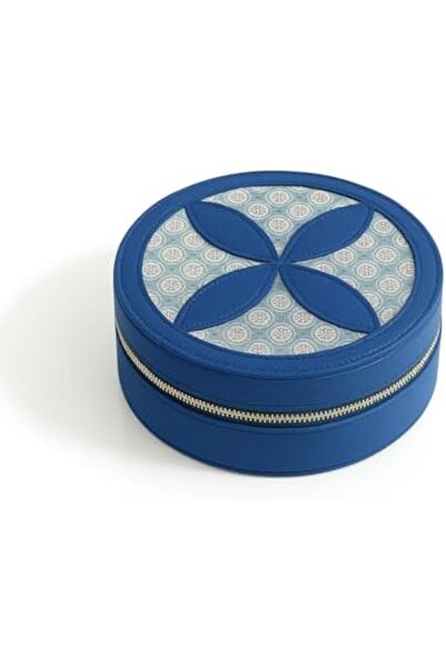 l'elefante صندوق منظم مجوهرات دائري للسفر من L’elefante مزود بمرآة - تخزين متعدد الأقسام للخواتم،