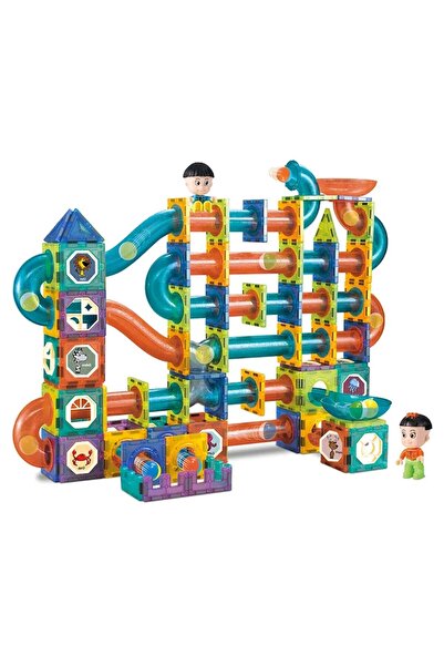 indiggo Magic Light Magnetic Construction Set with 252 Pieces, Glows in the Dark, Strong Magnets, Ball Track
