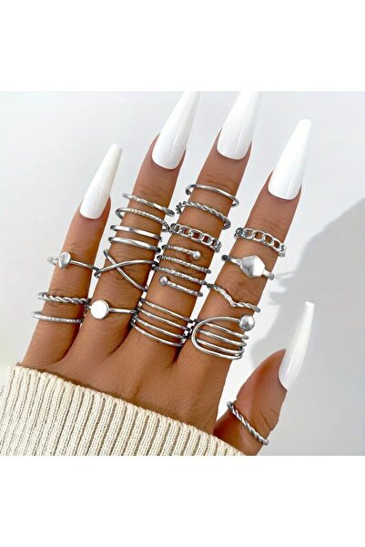 Le Manolia Accessories 17 قطعة خواتم مشتركة قابلة للتعديل مجموعة النساء الجمع...