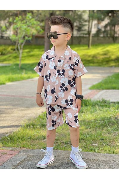 loisswear Boy's Patterned Shirt and Shorts Suit