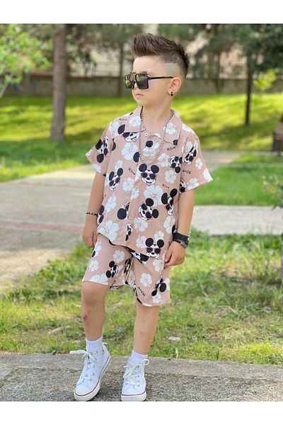 loisswear Boy's Patterned Shirt and Shorts Suit