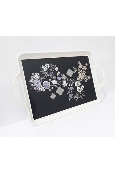 renkli çiçekler Tea Tray 39.5X25.5 cm Patterned Plastic Tea Coffee Tray Presentation Tray