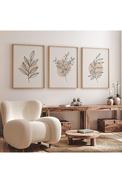 Tuba Decor 3 Parça Ahşap Çerçeve Görünümlü Mdf Tablo Seti