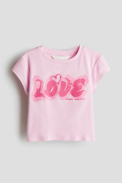 Zeyder Kids Tricou Crop Imprimat cu nervuri pentru fete