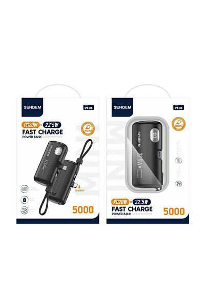 SENDEM External Battery P101 5000mah Pd20w 22.5w Black