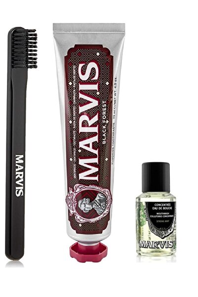 Marvis Black Forset Diş Macunu 75 ml Orta Sert Diş Fırçası Konsantre Ağız Gargarası 30 ml