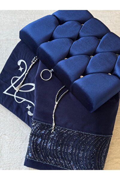 CREARTHOME LACİVERT KUTULU GELİN DAMAT TESPİHLİ KUTULU ÇEYİZ SET 7 PARÇA