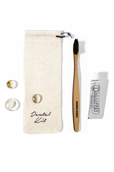 Pharma Acqua Dental Kit Natural Bamboo Medium Hard Toothbrush 10 ml Whitening Mint