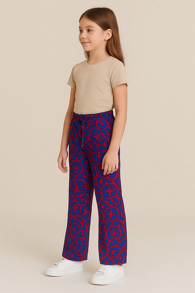 liyanamoda Girl's Viscose Waist Lace-Up Straight Leg Trousers