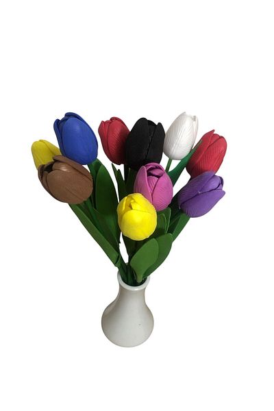 Dekora Çiçek Τεχνητό λουλούδι Wet Mixed Color Tulip 10 τμχ Νέας γενιάς 1η Ποιότητα Πραγματική Υφή