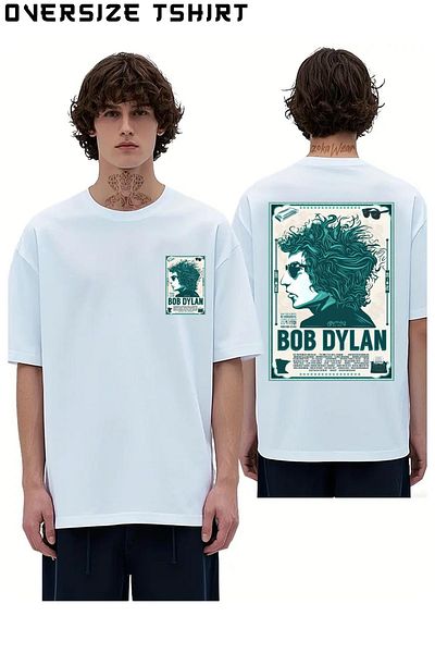 ZOKAWEAR Bob Dylan V2 Back Printed Oversize T-Shirt