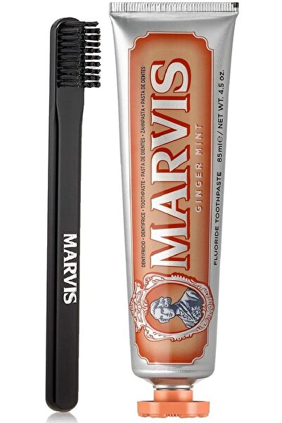 Marvis Ginger Mint Beyazlatıcı Diş Macunu 85 ml Ve Black Orta Sert Diş Fırçası