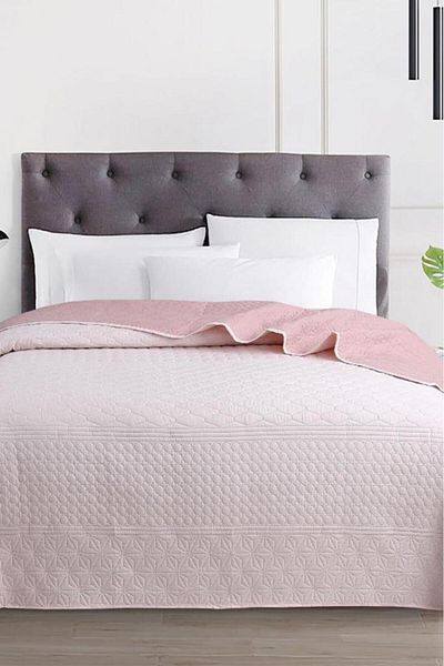 Çeyiz Diyarı Ultrasonic Quilted Doremi Double Sided Double Bed Cover Pink
