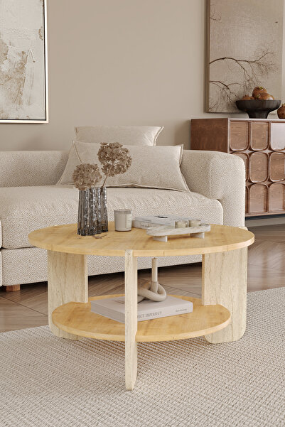 OBİ Atölye TOVE İskandinav Orta Sehpa 72 cm, Raflı Bohem Orta Sehpa