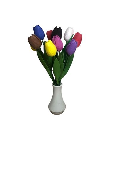 Dekora Çiçek Τεχνητό λουλούδι Wet Mixed Color Tulip 10 τμχ Νέας γενιάς 1η Ποιότητα Πραγματική Υφή