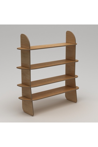 KUT TASARIM Kitaplık, Çok Amaçlı 4 Raflı Ahşap Kitaplık, Kontrplak, Meşe, Ceviz