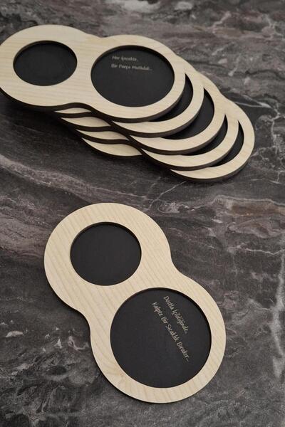 ERDİZDEN 6 Pieces Wooden Laser Cut Cups and Coasters from Erdiz