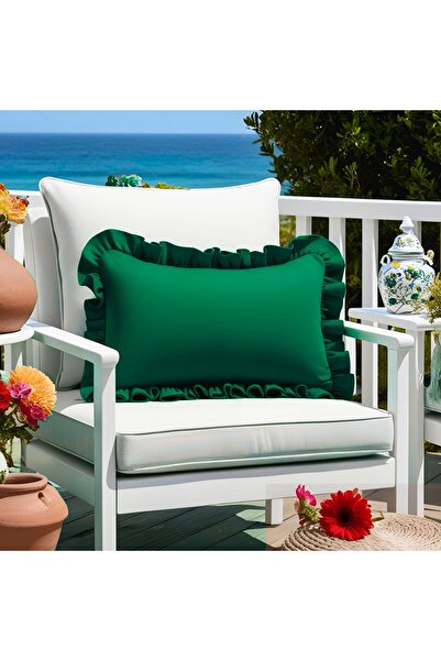 Bc Home Pine Green Country Ruffled Rectangular Throw Pillow Cover Vintage, Sc...