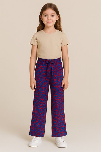 liyanamoda Girl's Viscose Waist Lace-Up Straight Leg Trousers