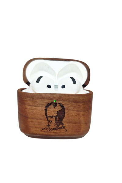Damla AirPods 4Th Generation Ataturk Portrait Case Walnut Guard Pro Wooden Case