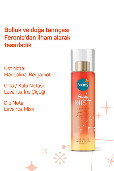 Balmy Feronia Kadın Vücut Spreyi, Mandalina & Lavanta & Misk 200 ml