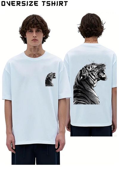 ZOKAWEAR Tiger-V4 Back Printed Oversize T-Shirt