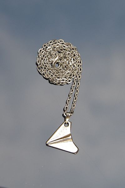 Rua Jewelry Paper Airplane Model Necklace - Silver Color Classic with Chain