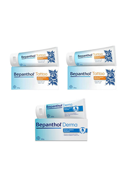 Bepanthol Tattoo Dövme Bakım Merhemi 50 gr 2 Adet+Derma Onarıcı Merhem 50 gr 1 Adet