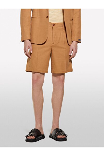 Sisley Ανδρικό σορτς βερμούδας με λεπτομέρεια από 100% βαμβάκι με σχισμές καφέ - 325P4GJ0S9018