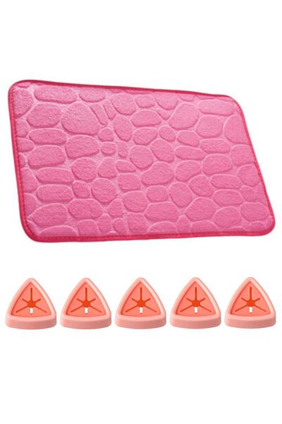 Evelise Memory Foam Bath Mat, Anti-Slip, Ultra-Absorbent, 60 x 40 cm and 5 Self-Adhesive Waterproof