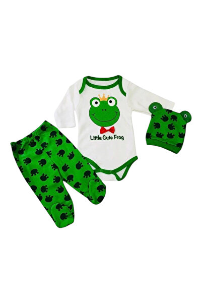 Avşar Baby Frog Patterned Best Top Quality 100% Cotton Domestic Production Bodysuit Set Models