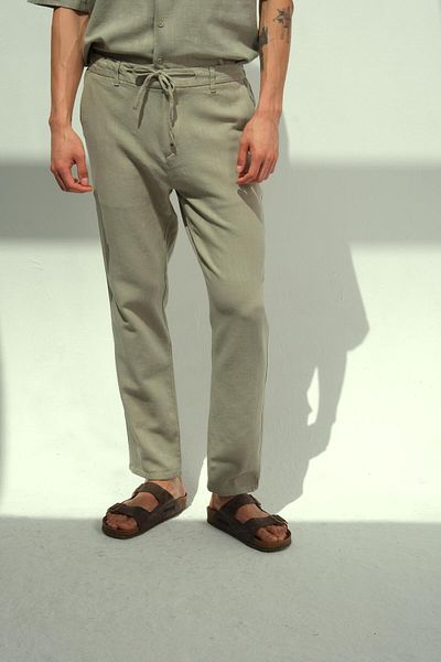 NGR Pentar Linen Trousers Khaki Green