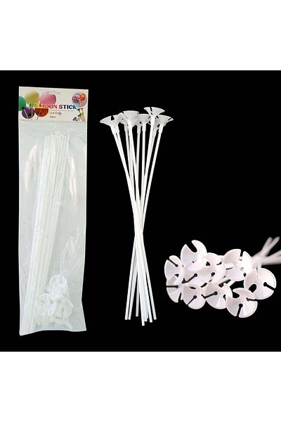Party and Story White balloon stick, bag of 10 pieces