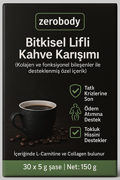 keybalance sağlık ve form Zerobody Bitkisel Lifli Kahve Karışımı - Şekersiz & Kolajen Destekli Coffee – 30’lu – Fit Kahve