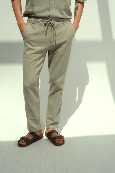 NGR Pentar Linen Trousers Khaki Green