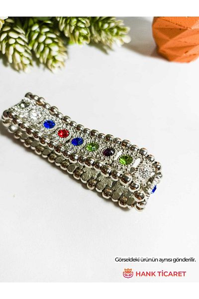 HANK TİCARET Natural and Stylish Silver Wicker Bracelet - for Women / Teen Girls - Gift Package - Steel Material -