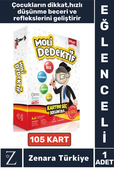 Zenara Eğitici Çocuk Dikkat Hızlı Düşünme Refleks Stratejik Beceri Geliştiren Eğlenceli Oyun MOLİ DEDEKTİF