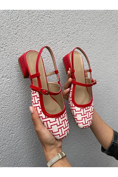 Elvinin Tarzı Alba (Red) Heeled Ballerinas