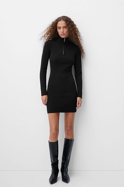KURGAN TEKSTİL Women's Zippered Twill Mini Dress
