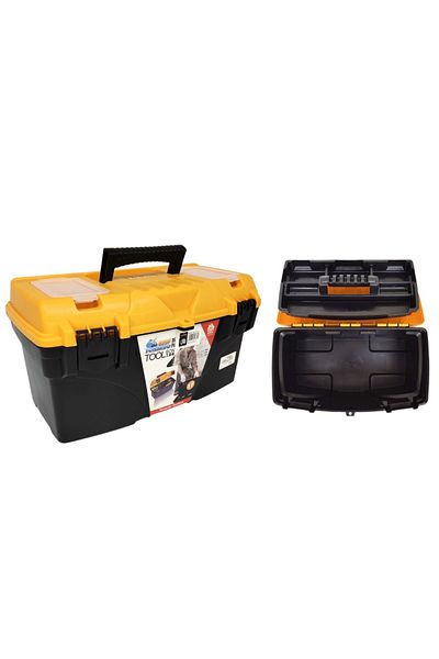 Living Organized toolbox for storing work tools- Yellow and black color