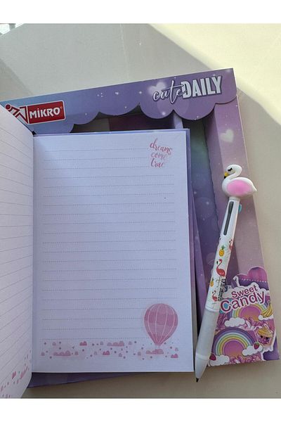 PARLAK EVREN Candy Flamingo Pen Diary Notebook