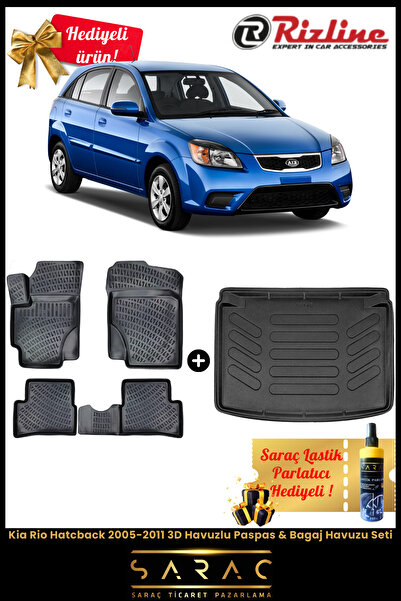 Rizline Kia Rio Hatcback 2005-2011 Havuzlu Paspas & Bagaj Havuzu Seti+HEDİYELİ!