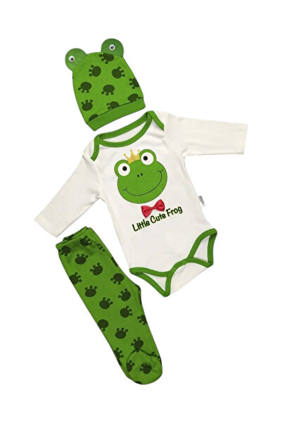 Avşar Baby Frog Patterned Best Top Quality 100% Cotton Domestic Production Bodysuit Set Models