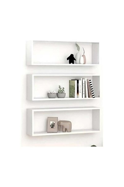 Genel Markalar Duvar Rafı 3 Lü Beyaz Kitaplık Demonte
