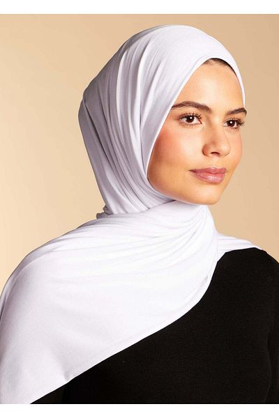 organic cotton Organic Hijab Combed Cotton Shawl Hijab ModelPremium Jersey Hijab White